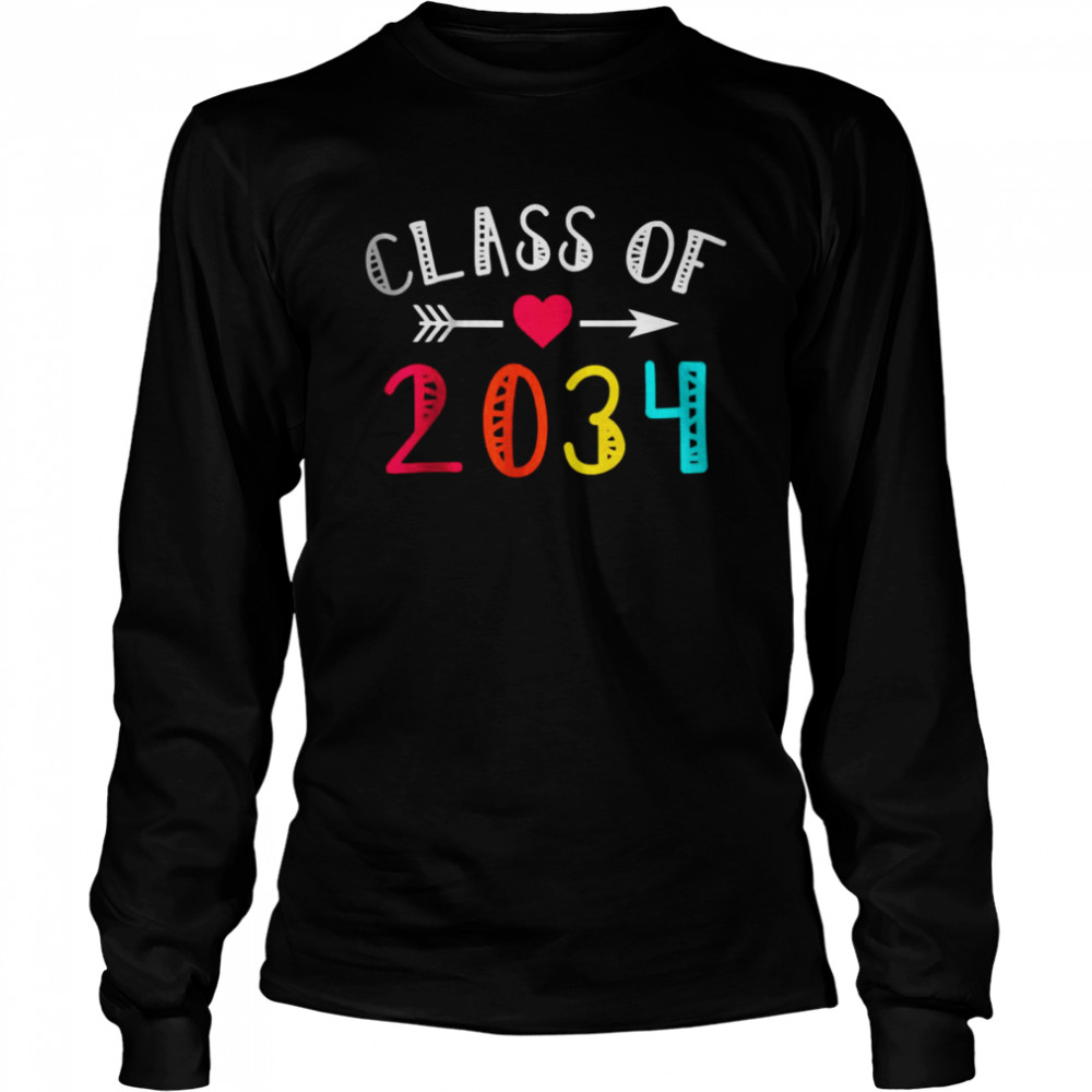 Class Of 2034  Pre-K Graduate Preschool Graduation T- Long Sleeved T-shirt