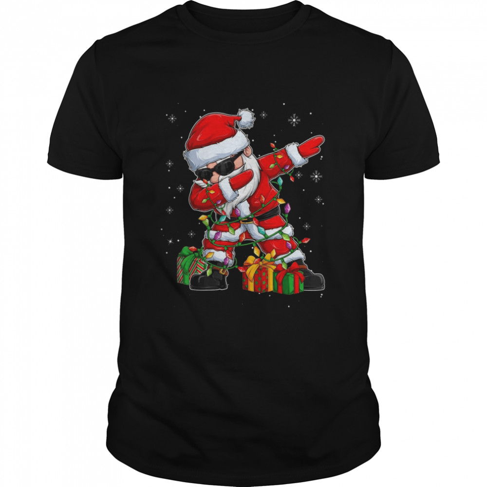 Dabbing Santa Merry Christmas Light Ornament Shirt