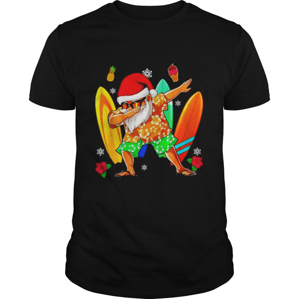 Dabbing santa surfing hawaii summer holiday Christmas shirt