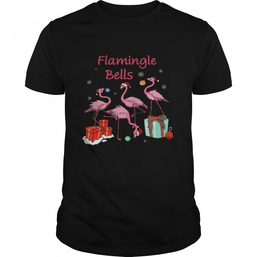 flamingle Bell Santa Flamingo Merry Christmas shirt