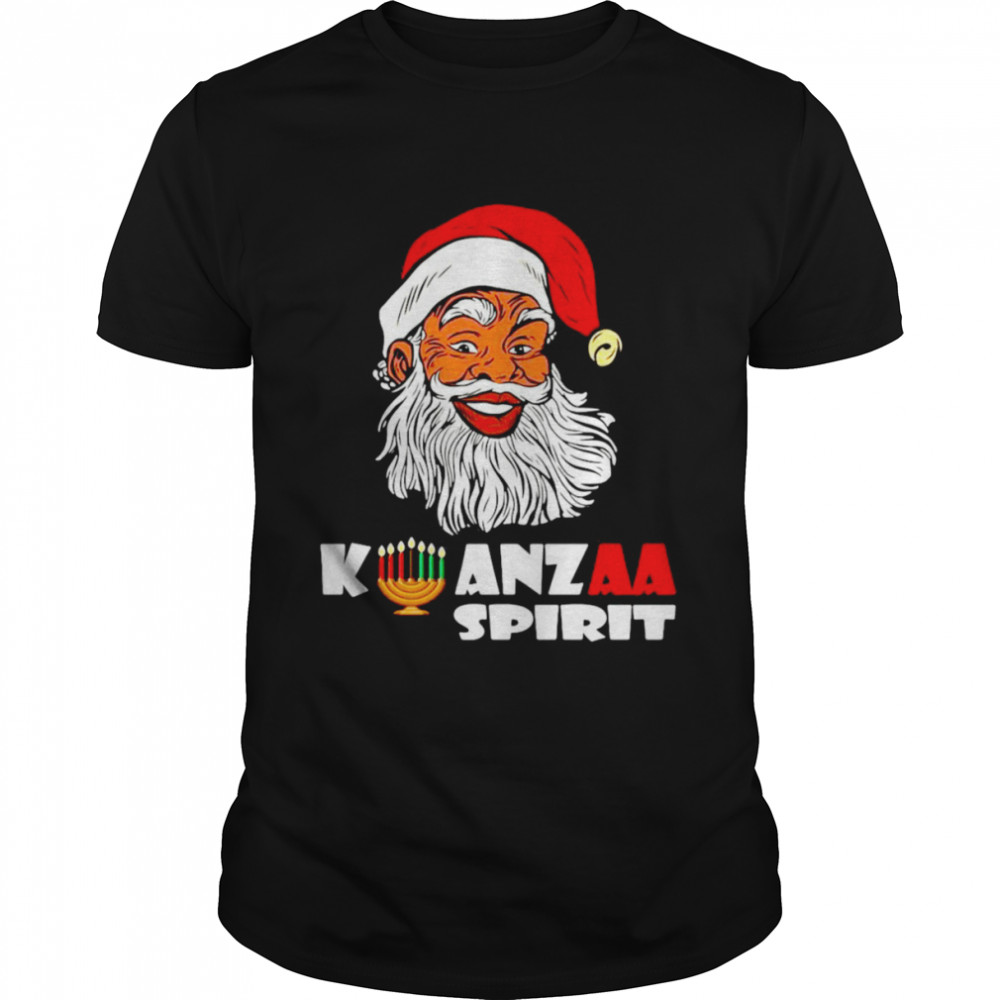 Kwanzaa Spirit Kinara African American Santa Claus Christmas Sweater T-shirt