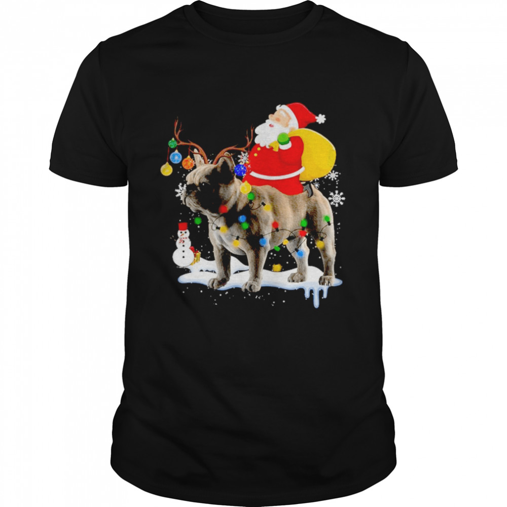 Merry Christmas Santa Claus Riding French Bulldog Shirt