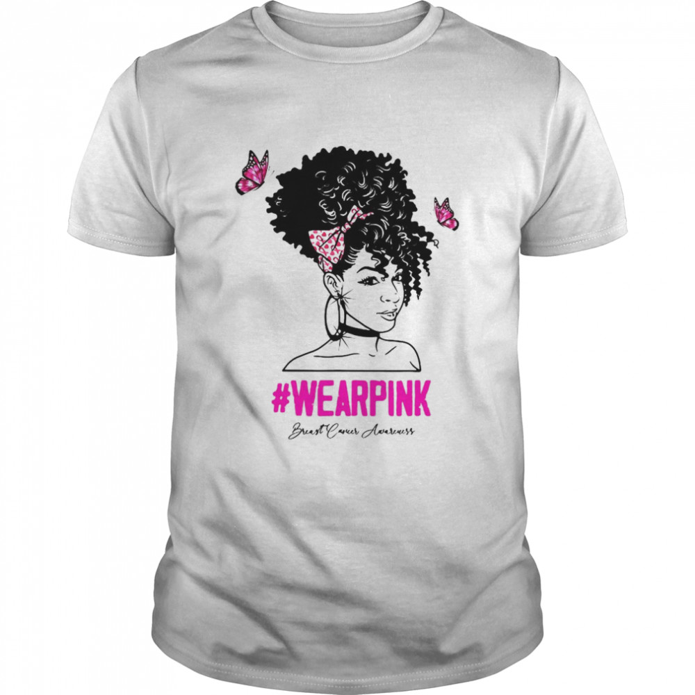 Messy Bun Wear Pink Breast Cancer Awareness T-shirt