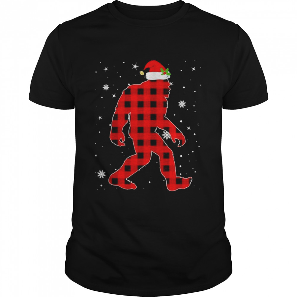 Red Plaid Bigfoot Christmas shirt