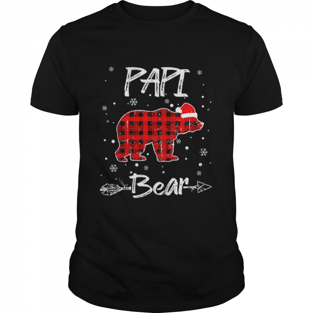 Red Plaid Papi Bear Buffalo Matching Family Pajama Christmas Shirt