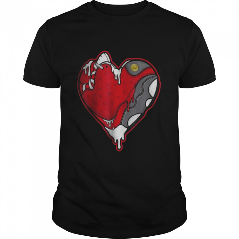 S.N.K Heart Graphic Tee to Match Jordan 13 Red Flint Shirt