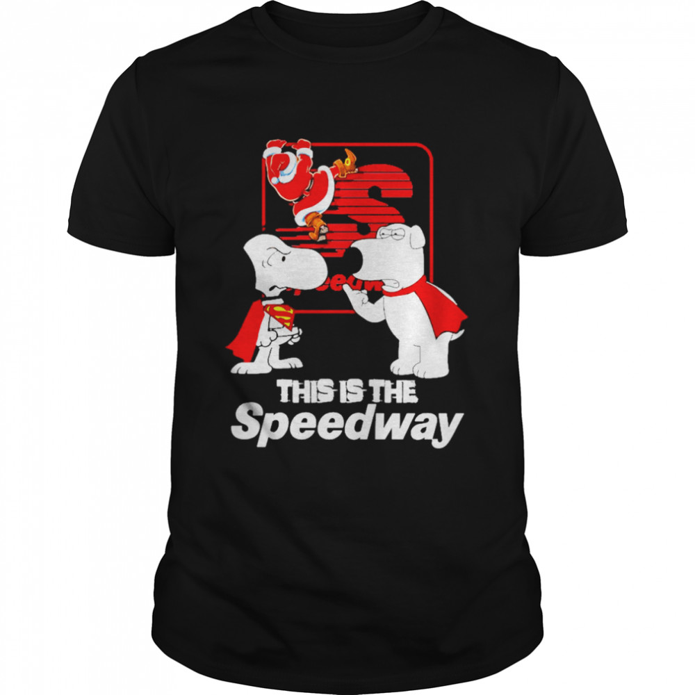 Snoopy Superman Santa this is the Speedway Christmas shirt