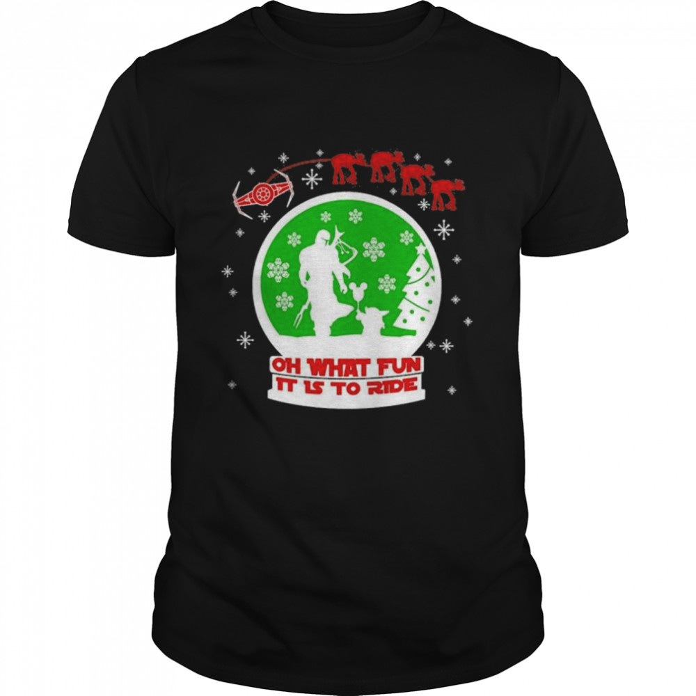 Star Wars The Mandalorian and Baby Yoda oh what fun it is to ride Christmas shirt