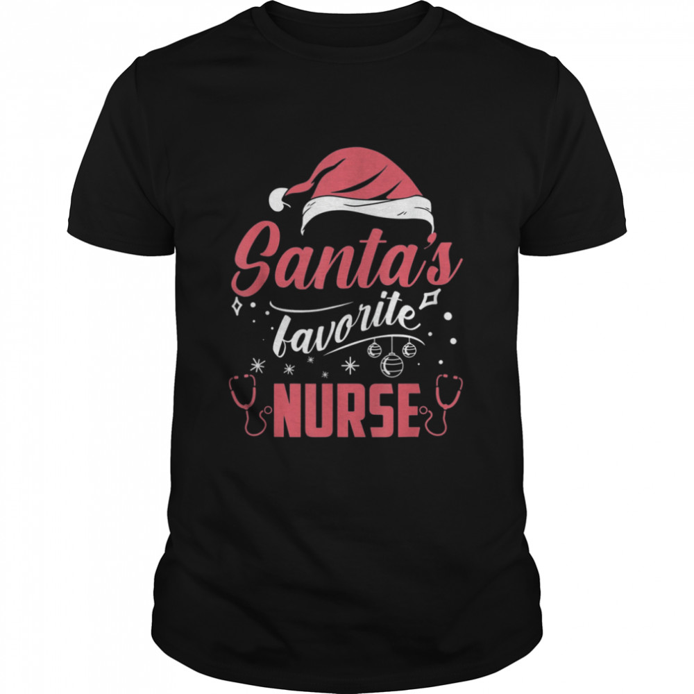 Stethoscope Christmas RN Xmas Nursing Santas Favorite Nurse T-Shirt