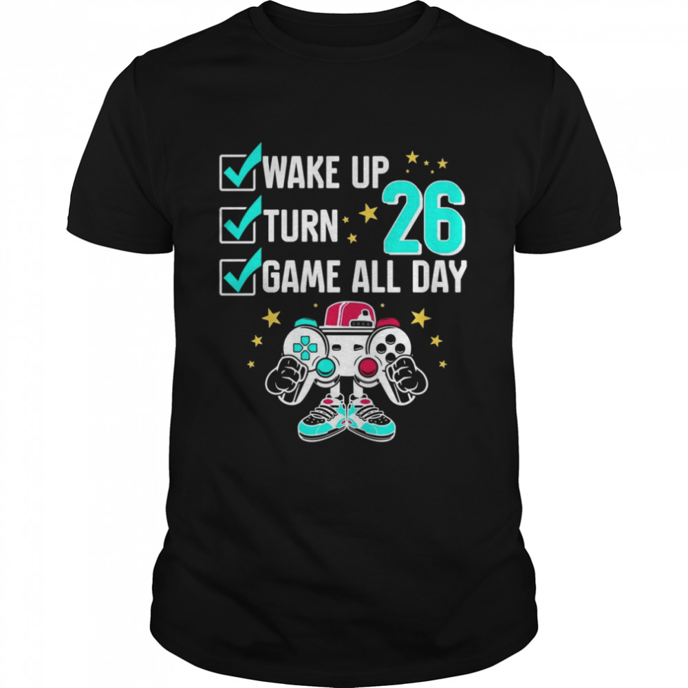 Teen Boy Girl Gamer Birthday 26 Years Old Level 26 Unlocked Shirt