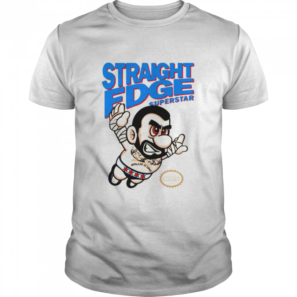 Top cM Punk Mario Straight Edge Superstar T-shirt