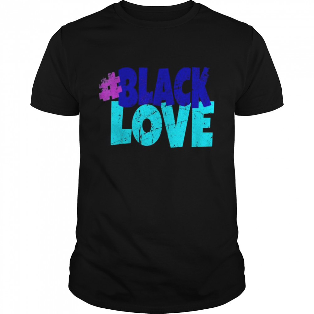 Vintagified Distressed Black Love Graphic Design Shirt