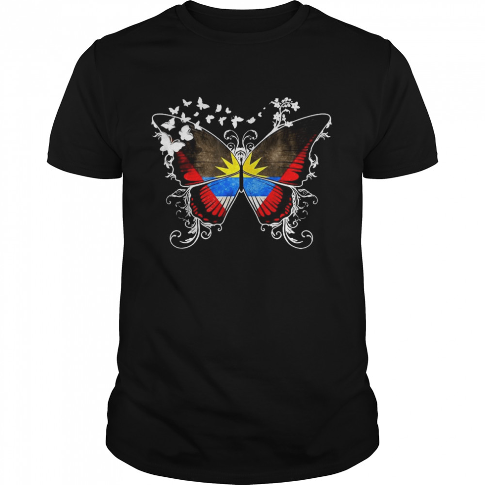 Antigua Flag Antigua Antigua And Barbuda Butterfly T-shirt Classic Men's T-shirt