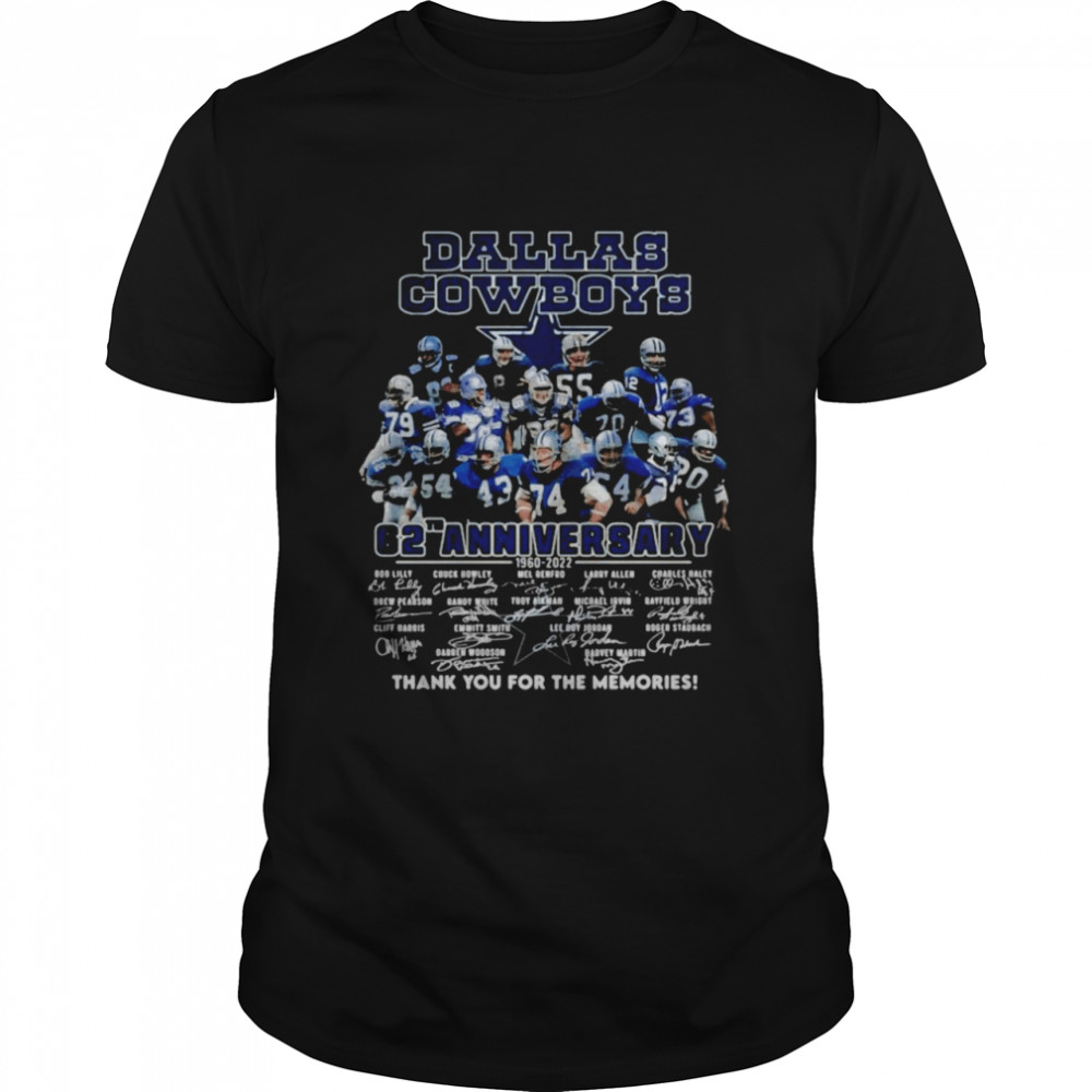 Dallas Cowboys 62th anniversary 1960 2022 signatures thank you for the memories shirt