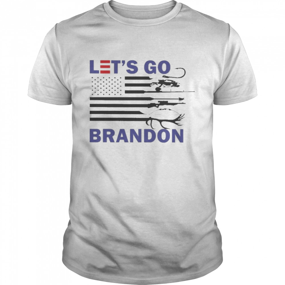 fishing and hunting let’s go brandon American flag shirt