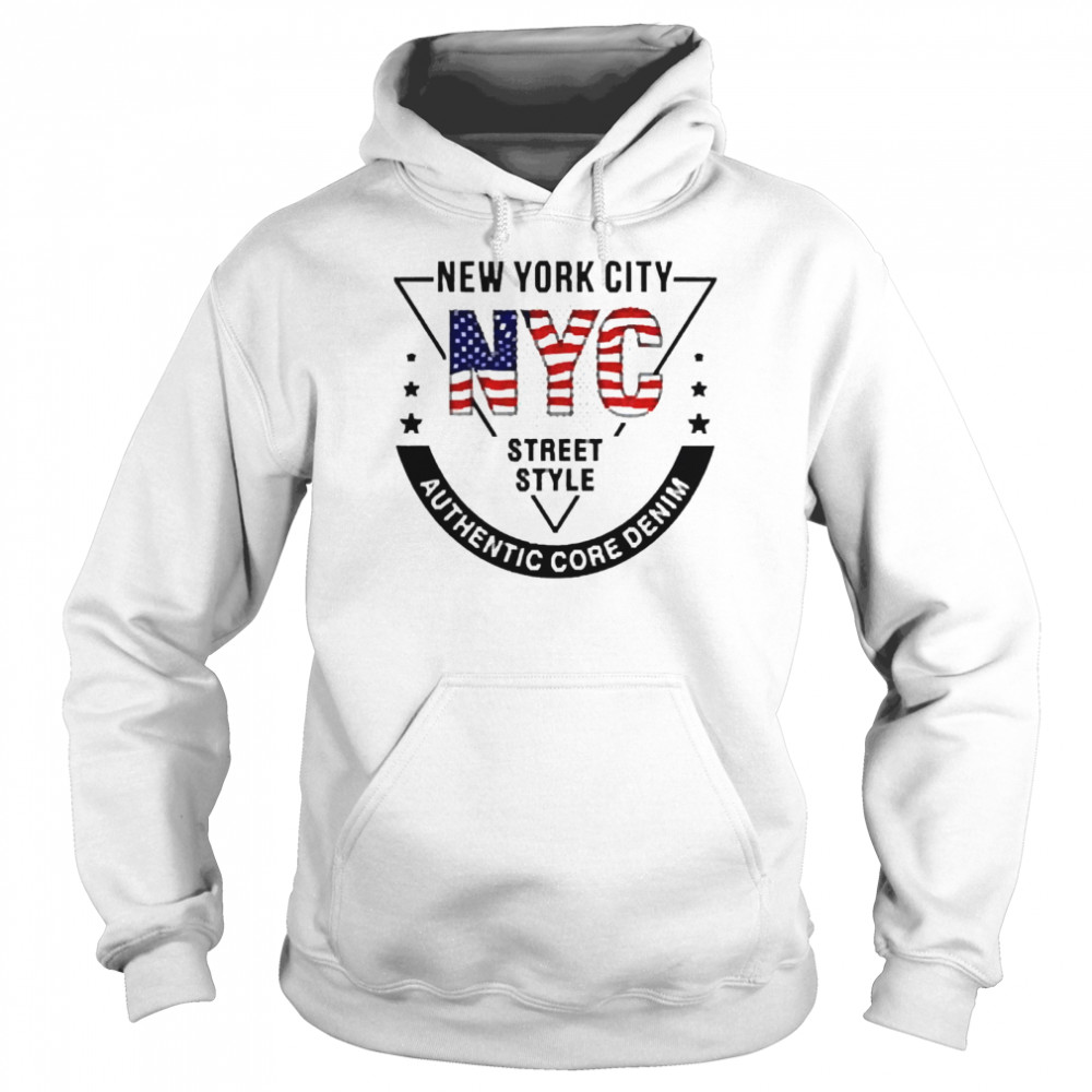 American Flag New York City Nyc Street Style Authentic Core Denim  Unisex Hoodie