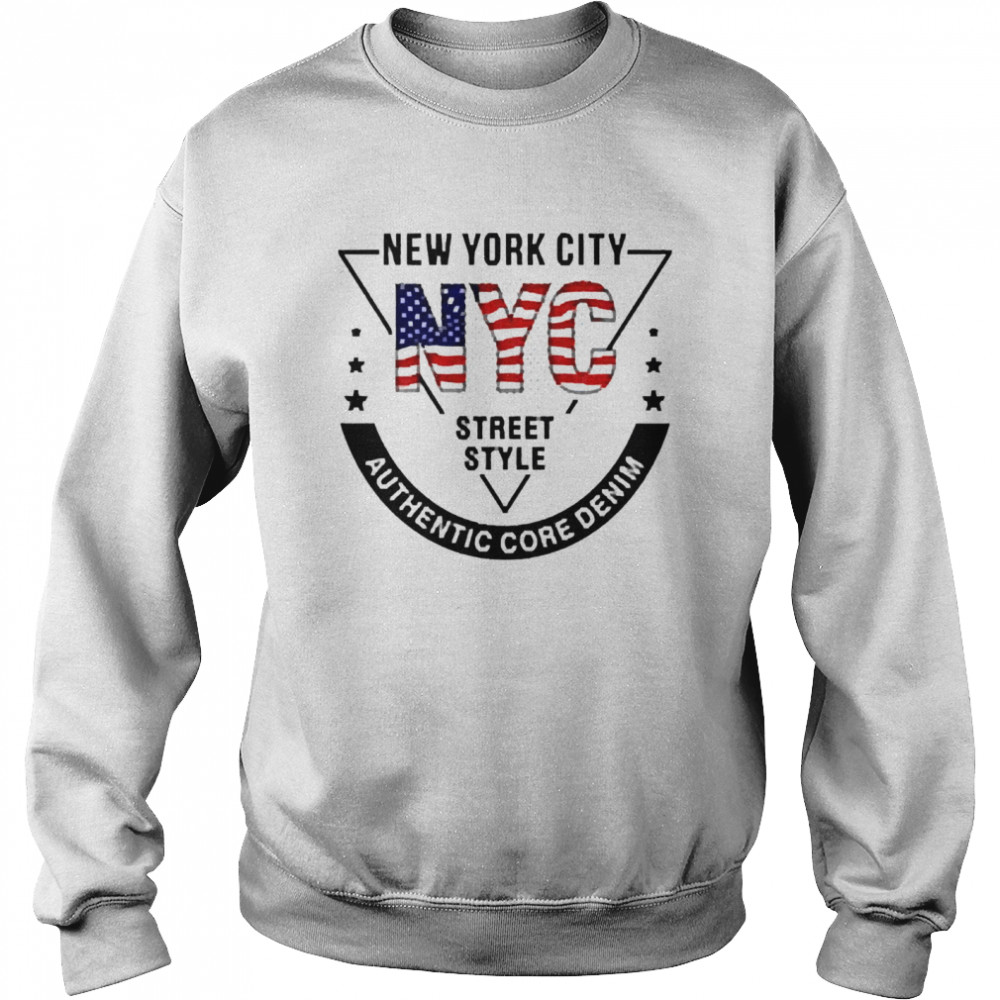 American Flag New York City Nyc Street Style Authentic Core Denim  Unisex Sweatshirt