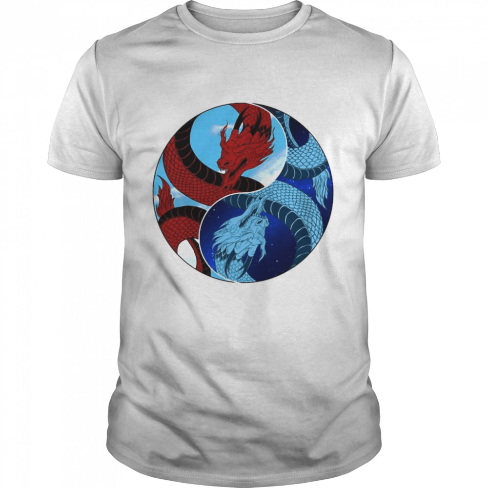 Red And Blue Dragons Yin Yang Day Night Dragon Dualism T-shirt