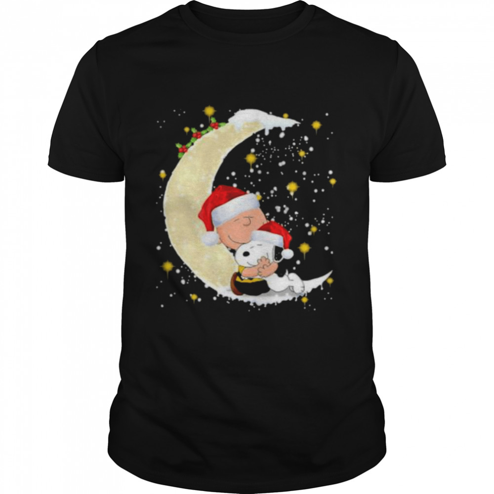 Santa Snoopy And Charlie Brown Moon Merry Christmas shirt