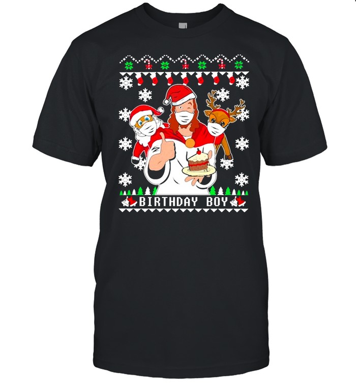 Birthday Boy Jesus Santa And Reindeer Christmas Sweater Shirt