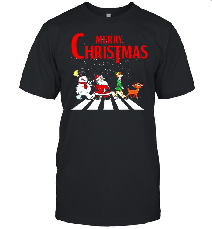 Elf Santa And Snowman Abbey Road Merry Christmas 2021 Shirt