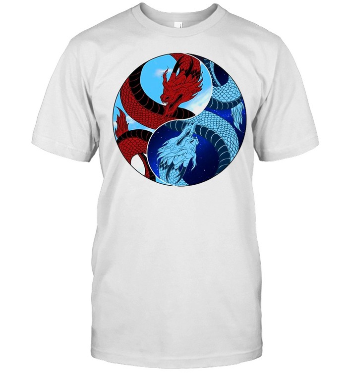 Red And Blue Dragons Yin Yang Day Night Dragon Dualism T-shirt