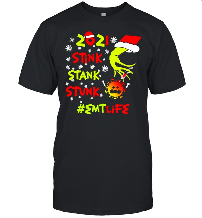 Santa Grinch Hand 2021 Stink Stank Stunk EMT Life Coronavirus Christmas Sweater T-shirt