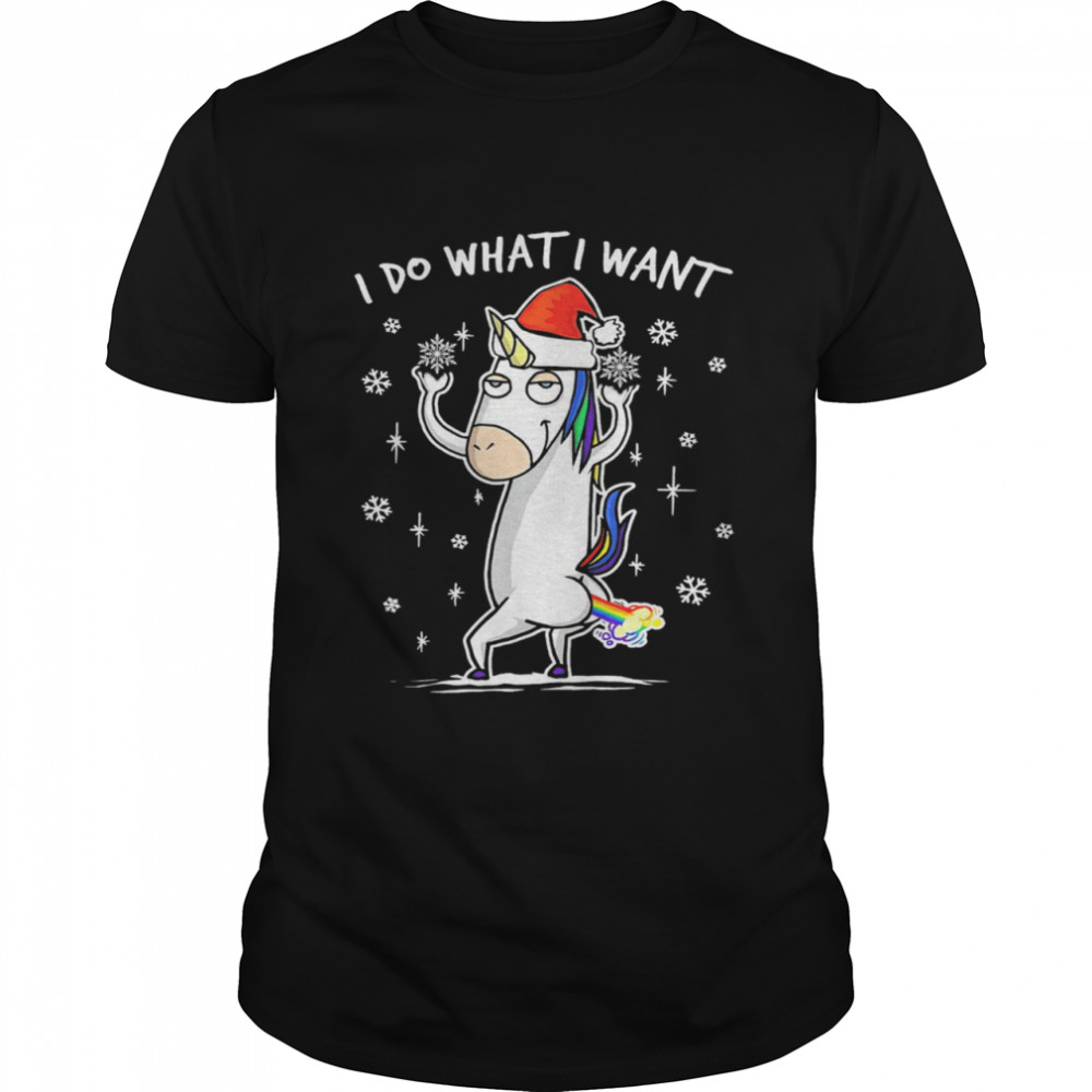 Unicorn Santa Claus Hat I Do What I Want Christmas Shirt