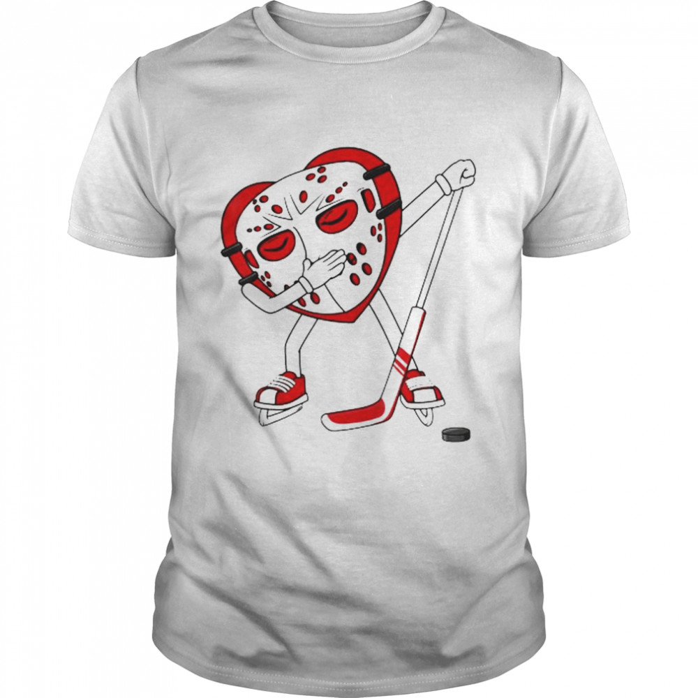 Valentines day dabbing heart hockey shirt