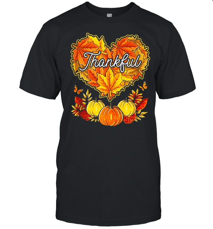 Happpy Thanksgiving Day Autumn Fall Maple Leaves Thankful Shirt