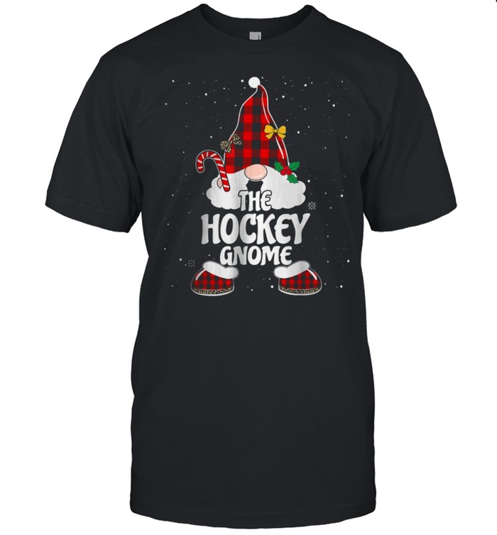 Hockey Gnome Buffalo Plaid Matching Family Christmas Pajama T-Shirt