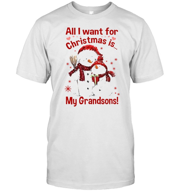 Official Snowman Santa All I want for Christmas is My Grandsons 2021 Shirt