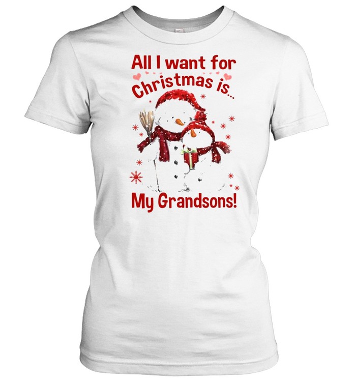 Official Snowman Santa All I want for Christmas is My Grandsons 2021  Classic Women's T-shirt