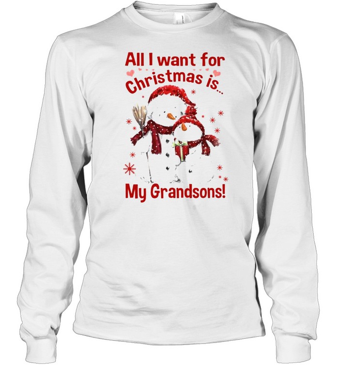 Official Snowman Santa All I want for Christmas is My Grandsons 2021  Long Sleeved T-shirt