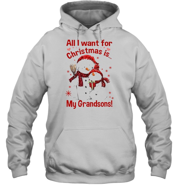 Official Snowman Santa All I want for Christmas is My Grandsons 2021  Unisex Hoodie