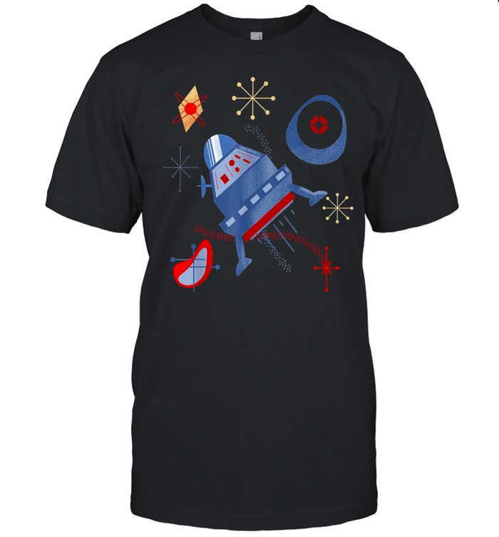 Atomic Retro Space Moon Lander Vintage HandDrawn Design Shirt