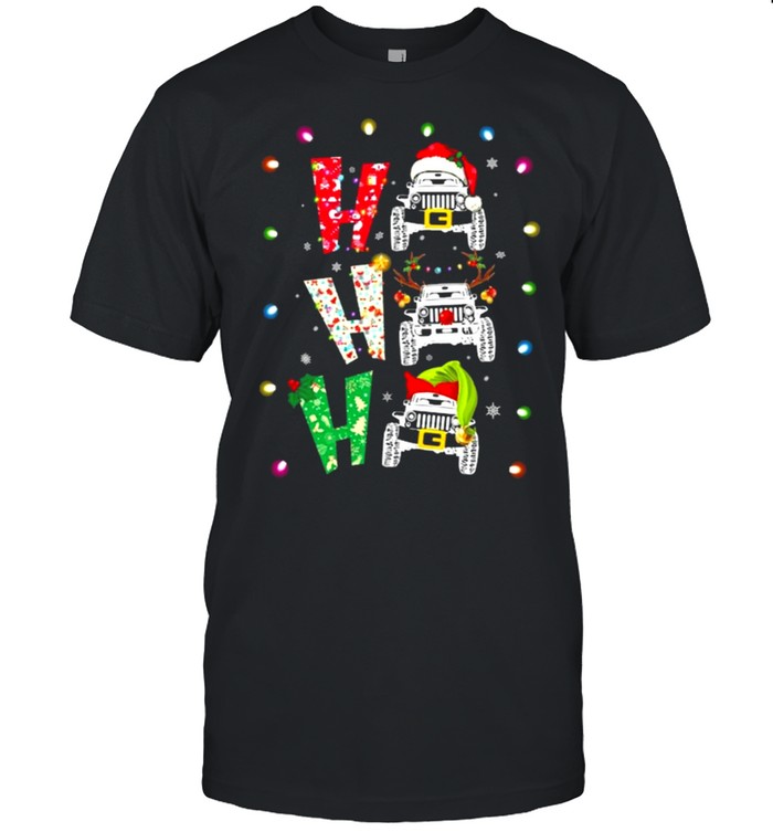 Ho Ho Ho Jeeps Santa Reindeer Elf Merry Christmas Light shirt