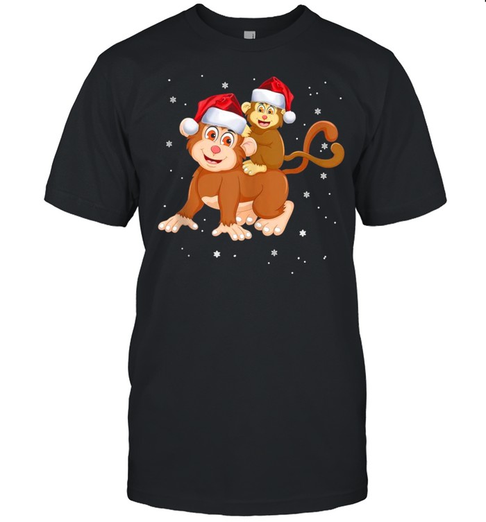 Monkey Christmas Red Santa Hat Christmas Monkey Shirt