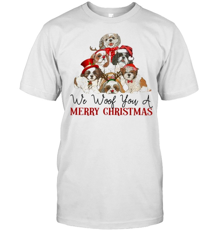 Shih Tzu Dogs Santa we woof You a Merry Christmas Shirt