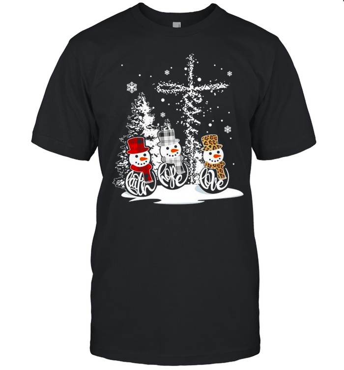 Snowman’s Faith Hope love Merry Christmas Tree shirt