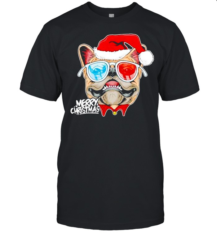 Christmas A Pitbull Dog Santa Hat On Xmas shirt