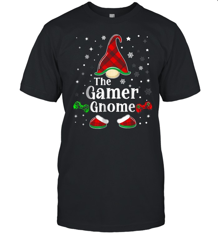 Gamer Gnome Buffalo Plaid Matching Family Christmas Pajama T-Shirt