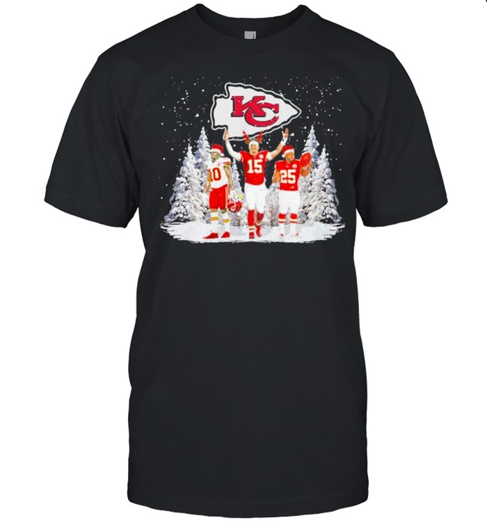 Kansas City Chiefs Tyreek Hill Patrick Mahomes II and Clyde Edwards Merry Christmas shirt