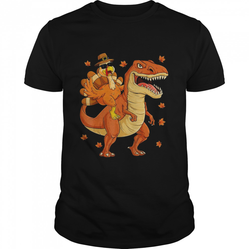 Thanksgiving Turkey Riding T Rex Dinosaur Toddler Shirt