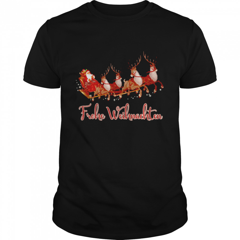 German Santa Frohe Weihnachten shirt