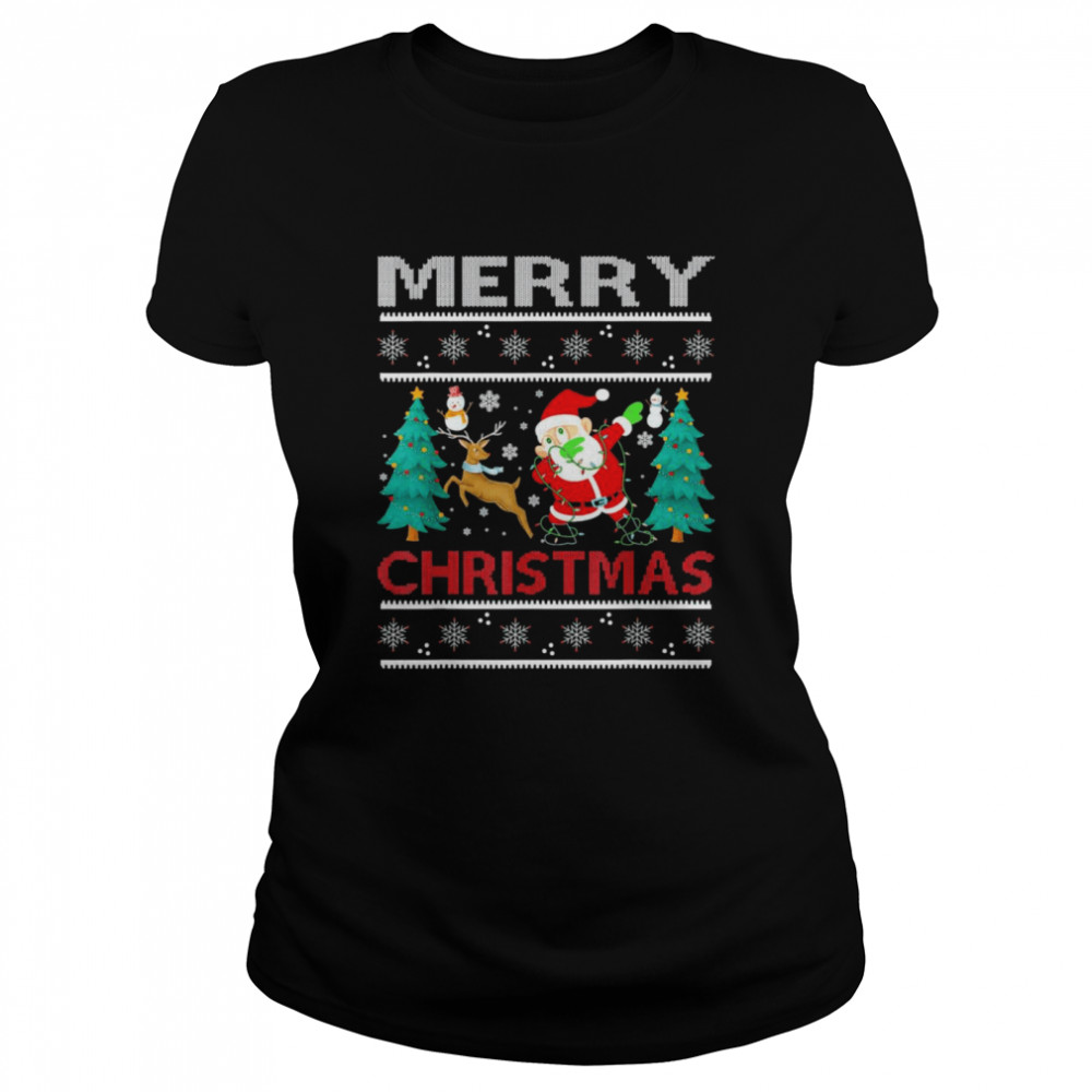 Merry Christmas Snowman Tree Reindeer Dabbing Santa  Classic Women's T-shirt