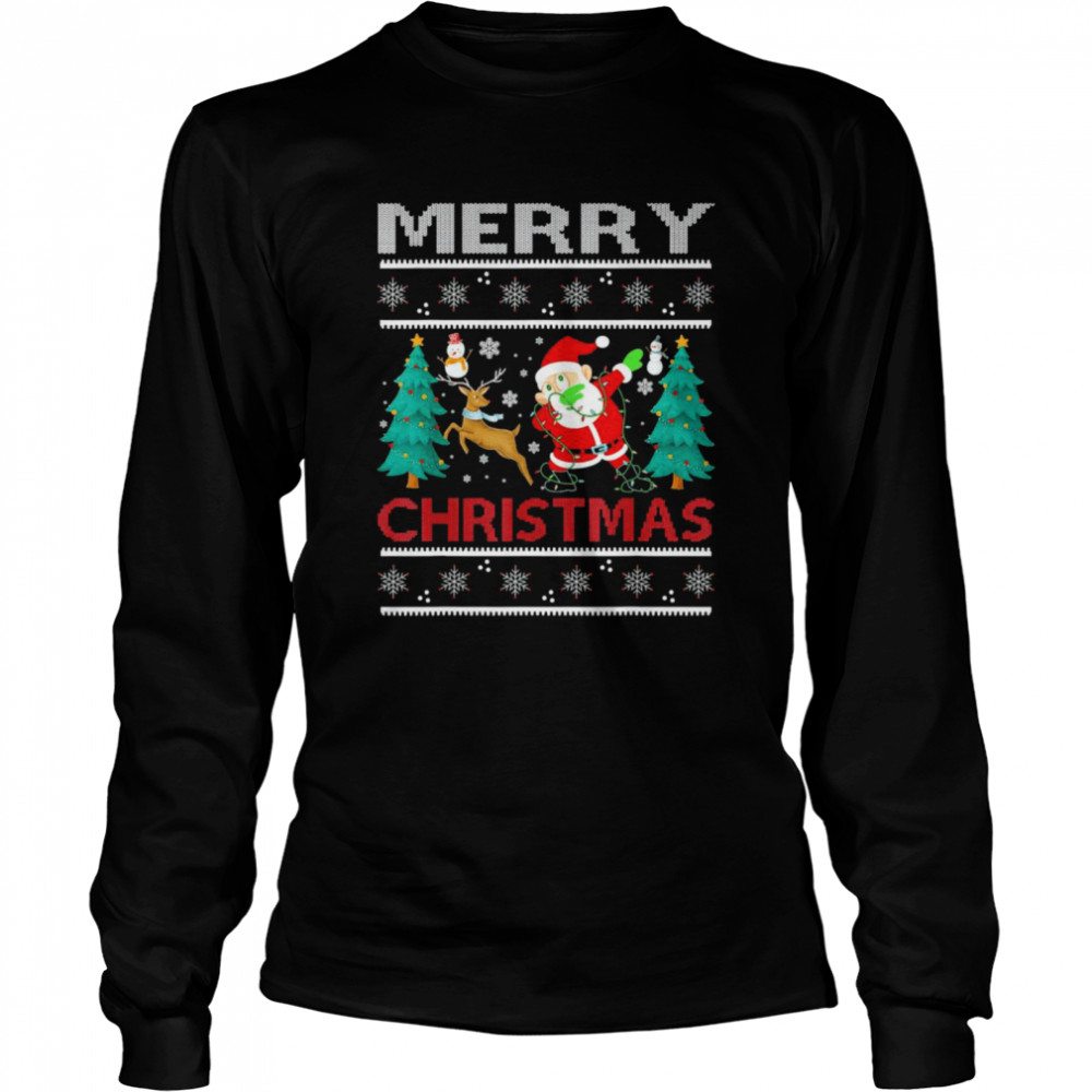 Merry Christmas Snowman Tree Reindeer Dabbing Santa  Long Sleeved T-shirt