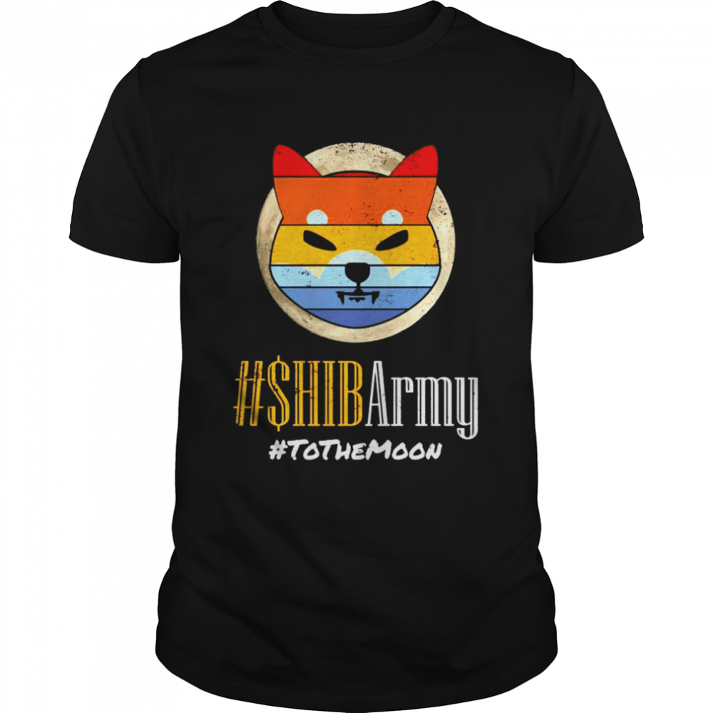 Shibarmy To The Moon Crypto Hodlers Distressed Retro Shirt