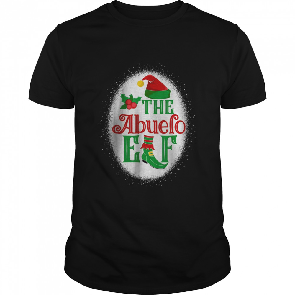 The Abuelo Elf Matching Family Christmas Elf Bleached T-Shirt