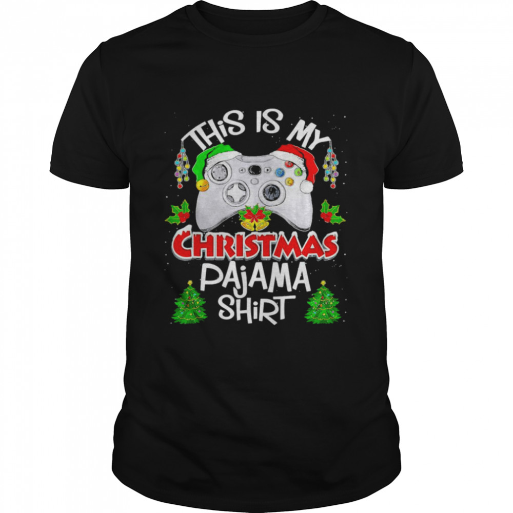 This is My Christmas Pajama Santa Hat Game Shirt